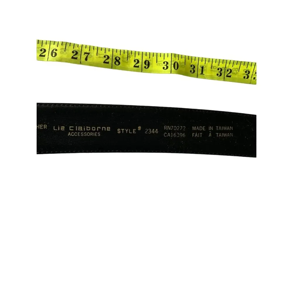 Liz Claiborne Full Grain Semi Aniline  Black Leather Belt 5 Holes Size M B52